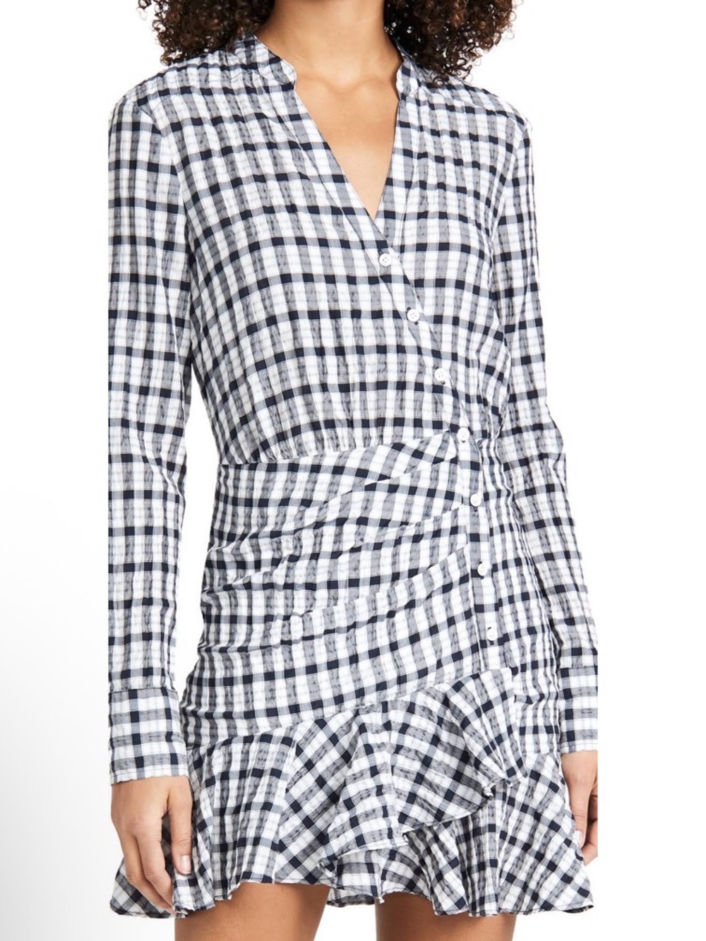 Veronica Beard “Sherry” Black & White Plaid Ruffle Mini Dress Sz M